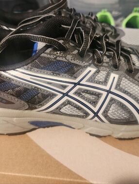 Asics Gray and Blue Athletic Running Shoes